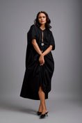 Load image into Gallery viewer, Draped Kaftan Dress with Golden Button Embellishments
