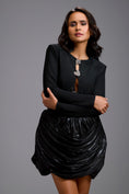 Load image into Gallery viewer, Shimmer Cutout Dress with Metallic Brooch
