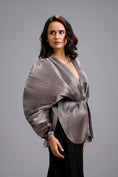 Load image into Gallery viewer, Gunmetal V-Neck Peplum Top
