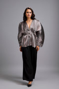 Load image into Gallery viewer, Gunmetal V-Neck Peplum Top
