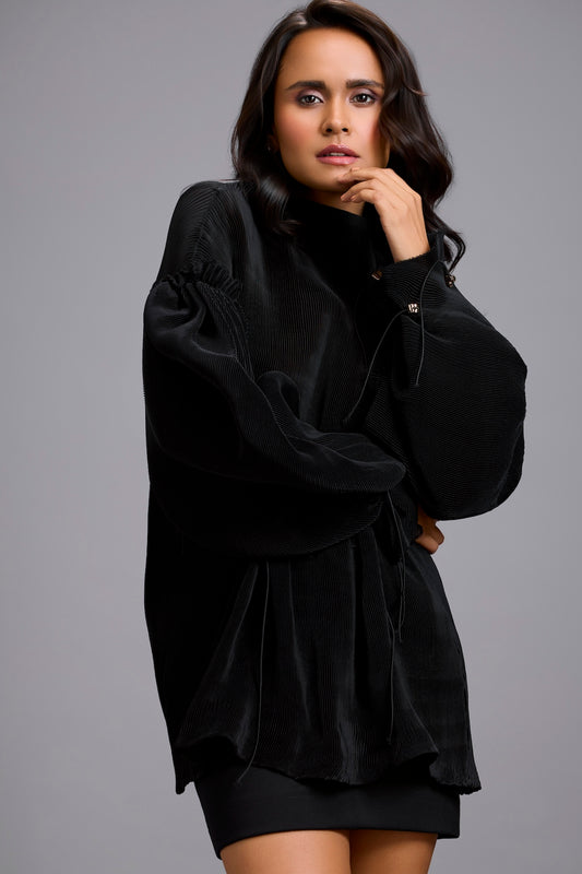 Black High-Neck Top