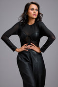 Load image into Gallery viewer, Sheer Bodysuit with Leather Bustier & Pants
