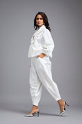 Load image into Gallery viewer, White Cropped Embellished Blazer With Drop Pants
