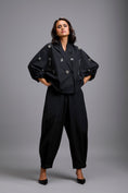Load image into Gallery viewer, Embellished Cropped Blazer with Drop-Crotch Pants
