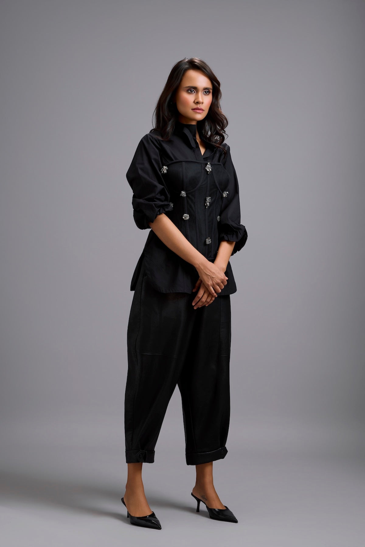 Tapered Cuffed Leather Pants