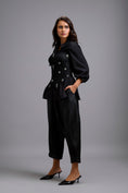 Load image into Gallery viewer, Rhinestone-Embellished Corset Shirt with Leather Pants

