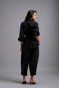 Load image into Gallery viewer, Rhinestone-Embellished Corset Shirt with Leather Pants
