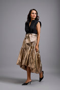 Load image into Gallery viewer, Metallic Gold High-Low Skirt with Oversized Bow
