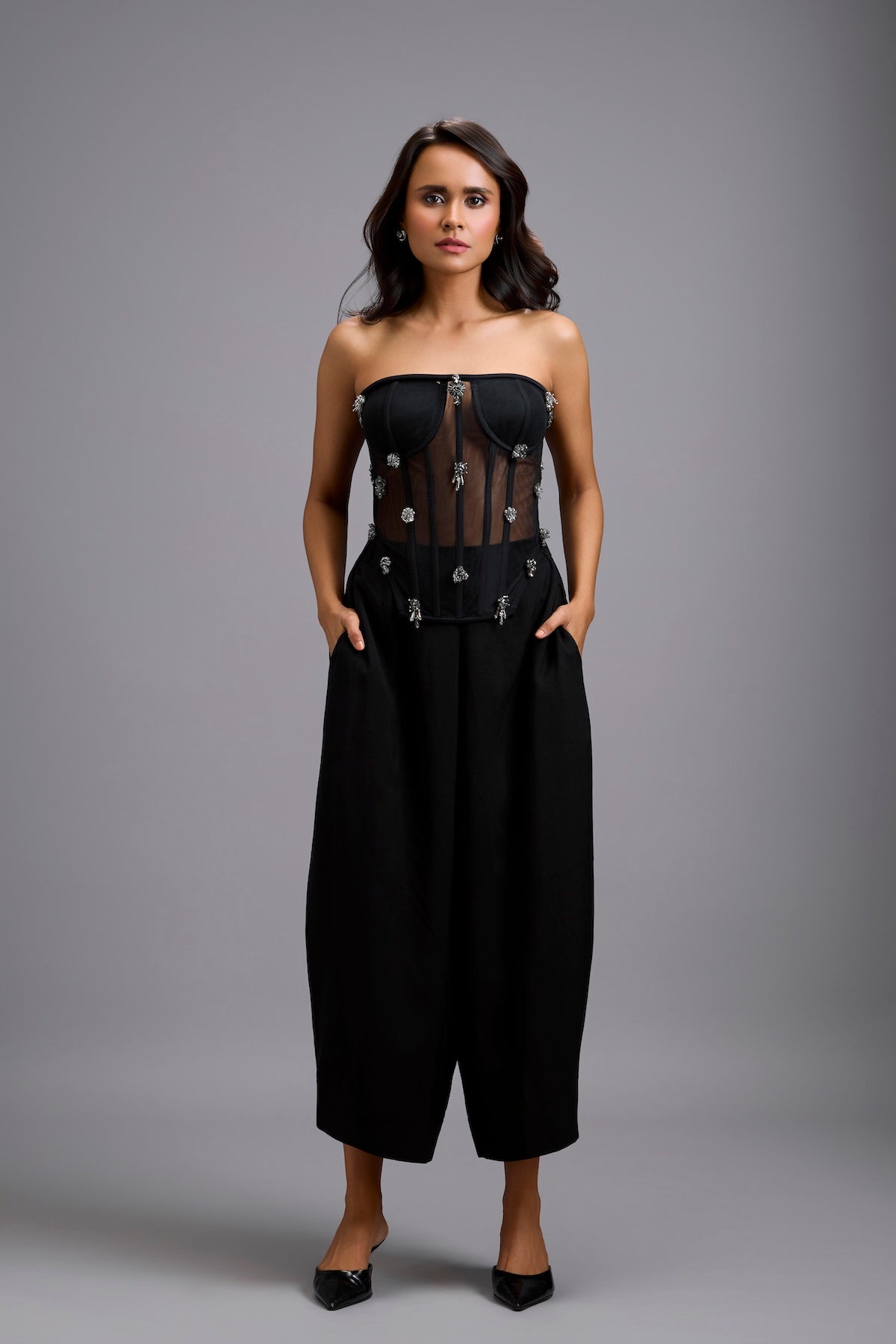 Tapered Wide-Leg Trousers
