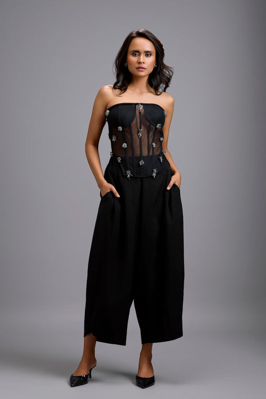 Tapered Wide-Leg Trousers