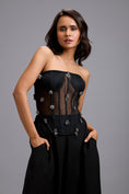 Load image into Gallery viewer, Sheer Rhinestone Corset with Wide-Leg Trousers
