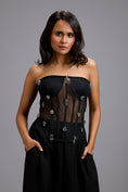Load image into Gallery viewer, Sheer Rhinestone Corset with Wide-Leg Trousers
