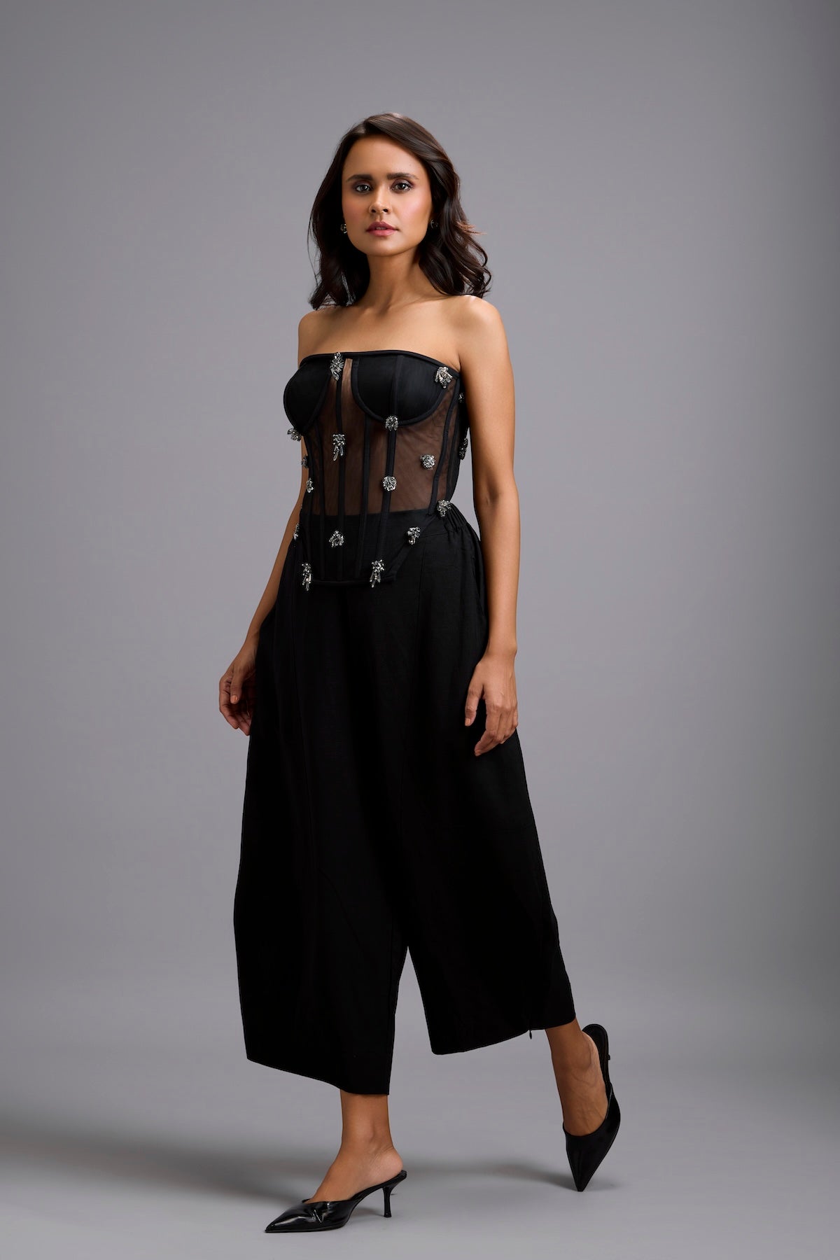 Tapered Wide-Leg Trousers