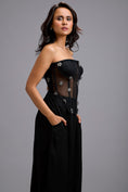 Load image into Gallery viewer, Sheer Rhinestone Corset with Wide-Leg Trousers
