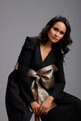 Load image into Gallery viewer, Jumpsuit with Gold Bow Waist Detail
