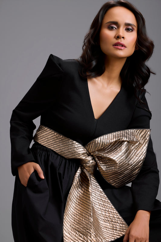 Jumpsuit with Gold Bow Waist Detail