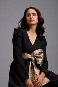 Load image into Gallery viewer, Jumpsuit with Gold Bow Waist Detail
