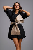 Load image into Gallery viewer, Tailored Playsuit with Oversized Gold Bow
