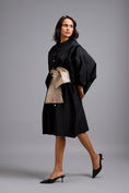 Load image into Gallery viewer, Button-Down Midi Dress with Metallic Gold Bow Belt
