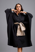 Load image into Gallery viewer, Button-Down Midi Dress with Metallic Gold Bow Belt
