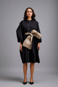 Load image into Gallery viewer, Button-Down Midi Dress with Metallic Gold Bow Belt
