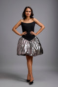 Load image into Gallery viewer, Off-Shoulder Dress with Gunmetal Bubble Hem
