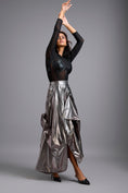 Load image into Gallery viewer, Sheer Corset Top with Draped Gunmetal Maxi Skirt
