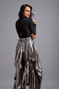 Load image into Gallery viewer, Sheer Corset Top with Draped Gunmetal Maxi Skirt
