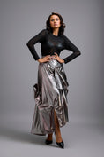 Load image into Gallery viewer, Metallic Gunmetal Maxi Skirt
