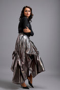 Load image into Gallery viewer, Metallic Gunmetal Maxi Skirt
