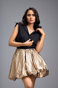 Load image into Gallery viewer, Metallic Gold Bubble Mini Skirt
