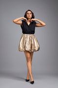 Load image into Gallery viewer, Metallic Gold Bubble Mini Skirt
