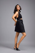 Load image into Gallery viewer, Metallic Black Quilted Button-Down Skirt
