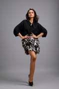 Load image into Gallery viewer, Metallic Mini Skirt with 3D Leaf Appliqué
