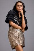 Load image into Gallery viewer, Metallic Gold Mini Skirt with Leaf Pattern
