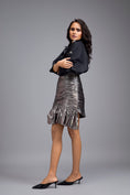 Load image into Gallery viewer, Black Embellished Shirt With Gunmetal Ruched Skirt
