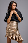 Load image into Gallery viewer, Metallic Gold Mini Skirt
