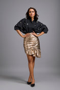 Load image into Gallery viewer, Metallic Gold Mini Skirt

