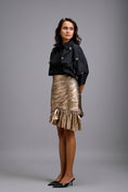 Load image into Gallery viewer, Metallic Gold Mini Skirt
