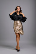 Load image into Gallery viewer, Metallic Gold Mini Skirt
