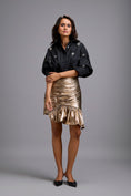 Load image into Gallery viewer, Metallic Gold Mini Skirt
