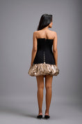 Load image into Gallery viewer, Strapless Mini Dress with Metallic Gold Bubble Hem
