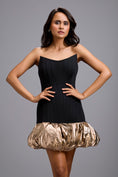 Load image into Gallery viewer, Strapless Mini Dress with Metallic Gold Bubble Hem
