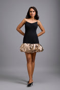 Load image into Gallery viewer, Strapless Mini Dress with Metallic Gold Bubble Hem
