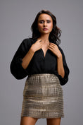 Load image into Gallery viewer, Oversized Shirt with Textured Metallic Mini Skirt
