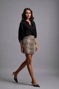 Load image into Gallery viewer, Oversized Shirt with Textured Metallic Mini Skirt
