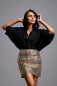 Load image into Gallery viewer, Oversized Shirt with Textured Metallic Mini Skirt
