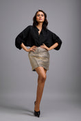 Load image into Gallery viewer, Oversized Shirt with Textured Metallic Mini Skirt
