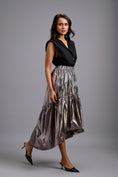 Load image into Gallery viewer, Metallic Gunmetal High-Low Skirt
