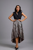 Load image into Gallery viewer, Sleeveless Shirt with Metallic Gunmetal High-Low Skirt
